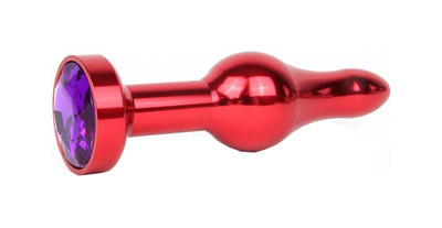 Удлиненная шарикообразная красная Анальная пробка с кристаллом фиолетовый 10,3 см Anal Jewelry Plug (красный) 