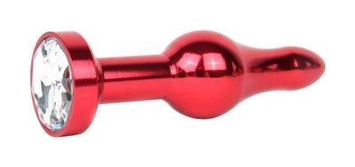 Удлиненная шарикообразная красная Анальная пробка с прозрачным кристаллом 10,3 см Anal Jewelry Plug (красный) 