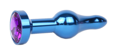 Удлиненная шарикообразная синяя Анальная пробка с кристаллом фиолетовый 10,3 см Anal Jewelry Plug (синий) 