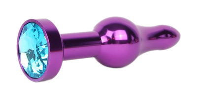 Удлиненная шарикообразная фиолетовая Анальная пробка с голубым кристаллом 10,3 см Anal Jewelry Plug (фиолетовый) 