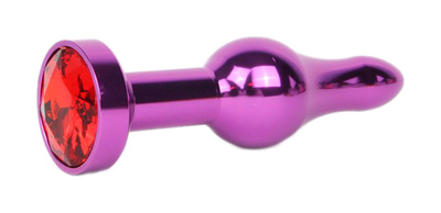 Удлиненная шарикообразная фиолетовая Анальная пробка с красным кристаллом 10,3 см Anal Jewelry Plug (фиолетовый) 