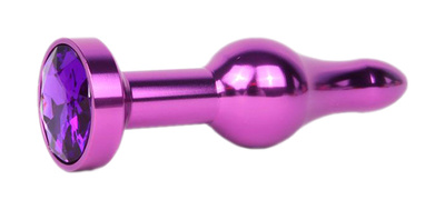 Удлиненная шарикообразная фиолетовая Анальная пробка с кристаллом фиолетовый 10,3 см Anal Jewelry Plug 