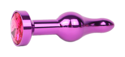 Удлиненная шарикообразная фиолетовая Анальная пробка с малиновым кристаллом 10,3 см Anal Jewelry Plug (фиолетовый) 