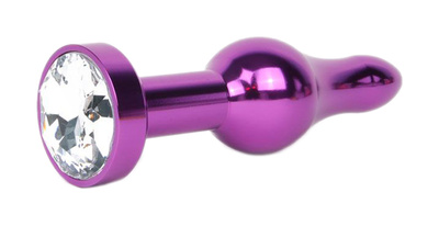 Удлиненная шарикообразная фиолетовая Анальная пробка с прозрачным кристаллом 10,3 см Anal Jewelry Plug (фиолетовый) 