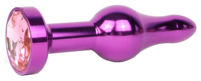 Удлиненная шарикообразная фиолетовая Анальная пробка с розовым кристаллом 10,3 см Anal Jewelry Plug (фиолетовый) 