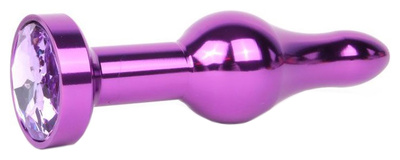 Удлиненная шарикообразная фиолетовая Анальная пробка с сиреневым кристаллом 10,3 см Anal Jewelry Plug (фиолетовый) 
