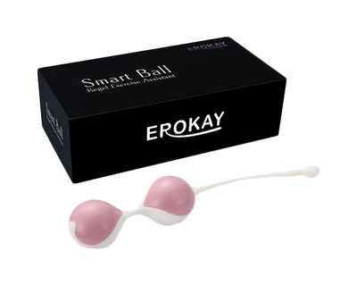 Бело-розовые вагинальные шарики Erokey Erokay EK-1703 (розовый; белый) 
