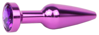 Удлиненная коническая гладкая фиолетовая Анальная пробка с фиолетовым кристаллом 11,3 см Anal Jewelry Plug XVLT-04 (фиолетовый) 