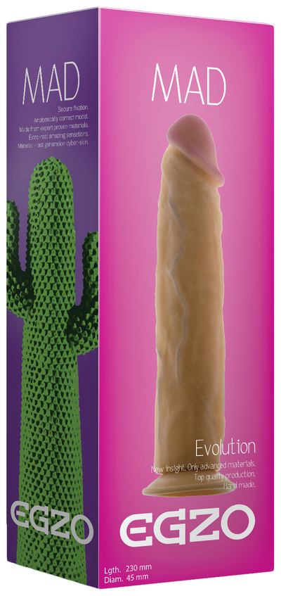 Телесный фаллоимитатор без мошонки Mad Cactus 23 см Egzo D005 (бежевый) 