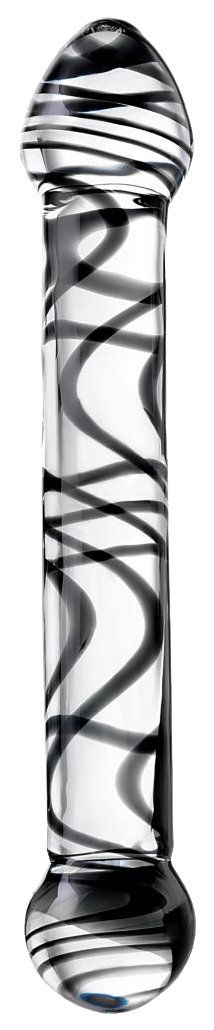 Стеклянный фаллоимитатор из прозрачного стекла со спиралями 19,5 см Sexus 912145 (прозрачный; черный) 