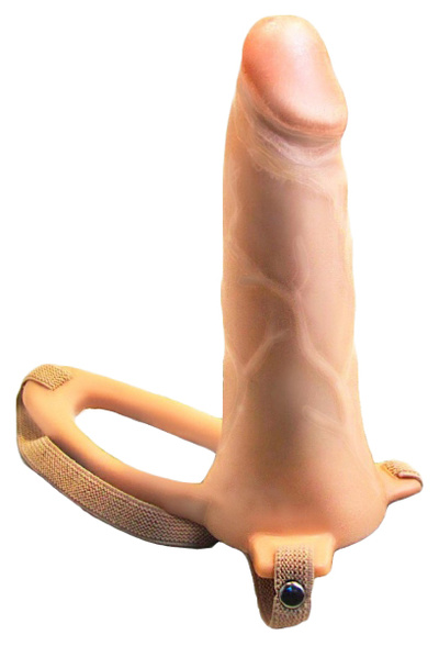 Телесный полый мужской страпон MAD 18,5 см Egzo FH010 (бежевый) 