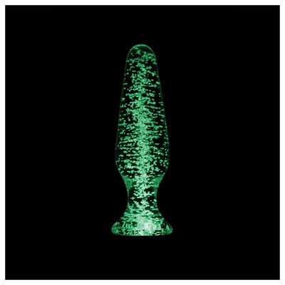 Анальная пробка светящаяся в темноте NS Novelties Firefly Tapered Glass Plug, прозрачная (зеленый; прозрачный) 