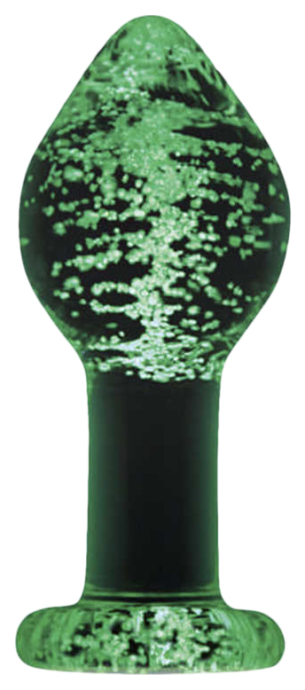 Анальная пробка святящаяся в темноте NS Novelties Firefly Glass Plug L (зеленый; прозрачный) 