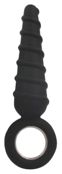 Черный анальный стимулятор-елочка с колечком-ограничителем 12 см Bior toys 
