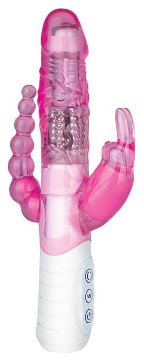 Розовый вибратор хай-тек для тройной стимуляции 26 см Erotic Fantasy 