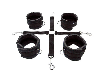 Регулируемые мягкие манжеты на запястья и лодыжки Hog Tie Cuff Set Blush Novelties (черный) 