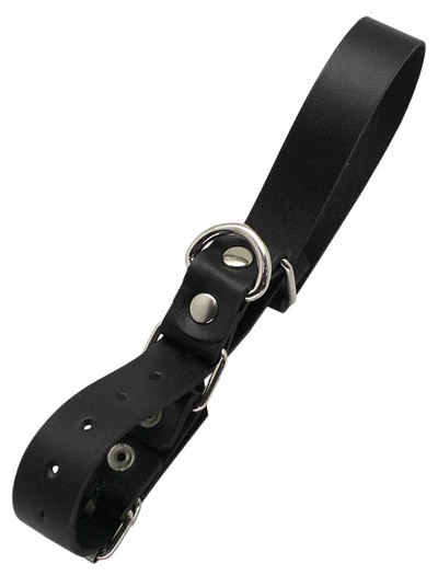 Чёрные ременные наручники с полукольцом Подиум (черный) 