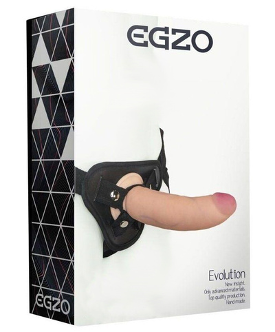 Страпон harness со съемной насадкой 18 см Egzo (бежевый) 
