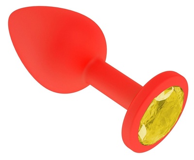 Анальная пробка красная с желтым кристаллом 7,3 см Сумерки Богов (красный) 