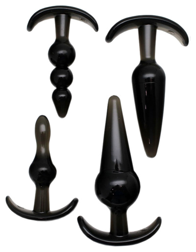 Набор из 4 анальных пробок для ношения Eroticon (черный) 