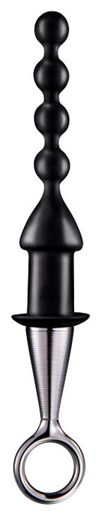 Чёрный анальный плаг-елочка ANAL BEAD WITH PLATED HANDLE Dream Toys (черный) 