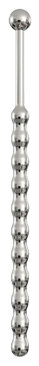 Серебристый уретральный плаг-елочка с шариком на конце 15,6 см Сумерки Богов 