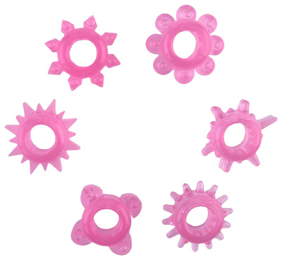 Набор из 6 розовых эрекционных колец TOYFA (розовый) 