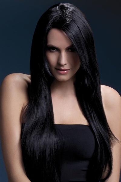 Темноволосый парик с косой челкой Amber 71 см Fever (черный) 