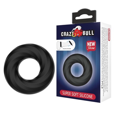 Чёрное эластичное эрекционное кольцо Super Soft Baile (черный) 
