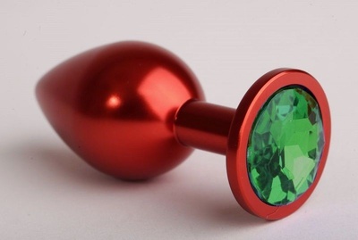 Красная анальная пробка с зелёным стразом - 7,6 см. 4sexdream (зеленый) 