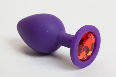 Фиолетовая силиконовая пробка с красным кристаллом - 9,5 см. 4sexdream (красный) 