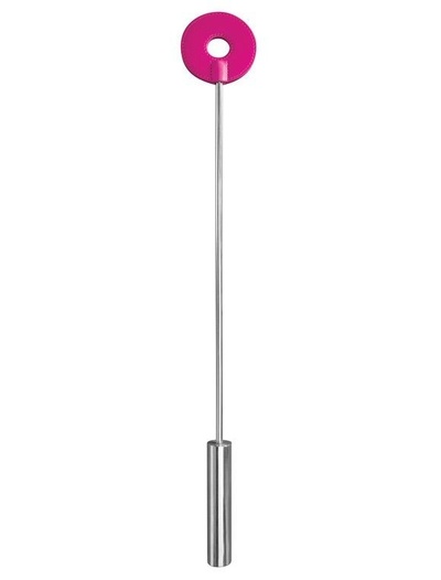 Розовая шлёпалка Leather Circle Tiped Crop с наконечником-кругом - 56 см. Shots Media BV (розовый) 
