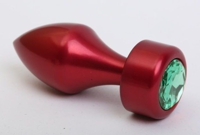 Красная анальная пробка с широким основанием и зелёным кристаллом - 7,8 см. 4sexdream (зеленый) 