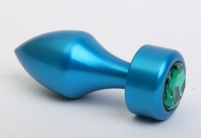 Синяя анальная пробка с зеленым стразом - 7,8 см. 4sexdream (зеленый) 