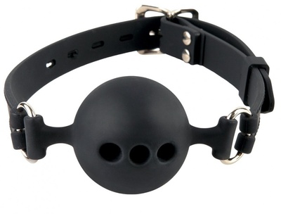 Силиконовый кляп-шар с отверстиями для дыхания Silicone Breathable Ball Gag Small PipeDream (черный) 