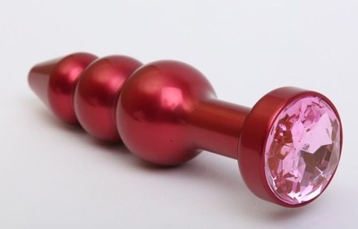 Красная анальная ёлочка с розовым кристаллом - 11,2 см. 4sexdream (розовый) 