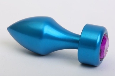 Синяя анальная пробка с фиолетовым стразом - 7,8 см. 4sexdream (фиолетовый) 