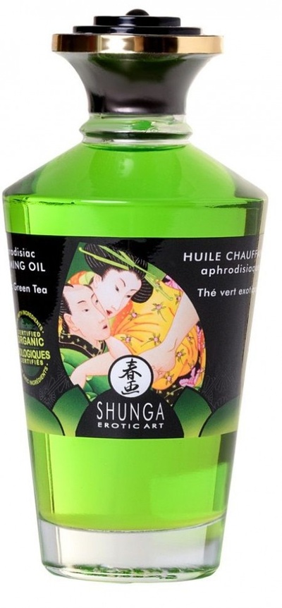 Массажное интимное масло с ароматом зелёного чая - 100 мл. Shunga 