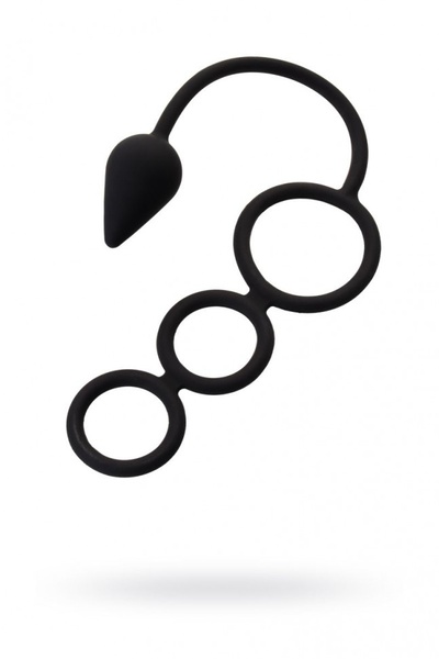 Тройное эрекционное кольцо с анальным хвостом Drop S-size Erotist (черный) 