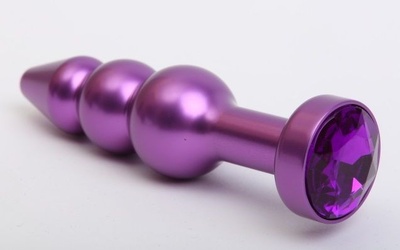 Фиолетовая фигурная анальная ёлочка с фиолетовым кристаллом - 11,2 см. 4sexdream (фиолетовый) 