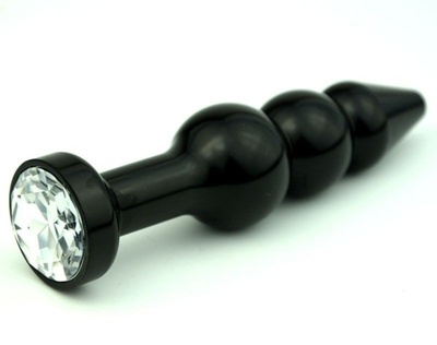 Чёрная анальная ёлочка с прозрачным кристаллом - 11,2 см. 4sexdream (прозрачный) 