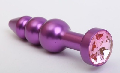 Фиолетовая фигурная анальная ёлочка с розовым кристаллом - 11,2 см. 4sexdream (розовый) 