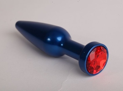 Синяя анальная пробка с красным кристаллом - 11,2 см. 4sexdream (красный) 