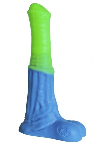 Зелёно-голубой фаллоимитатор "Пегас Medium" - 24 см. Erasexa 