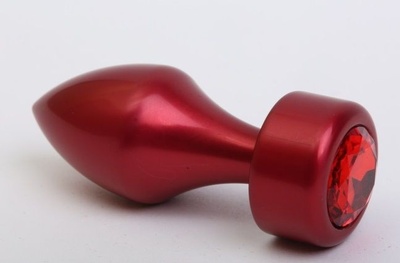 Красная анальная пробка с широким основанием и красным кристаллом - 7,8 см. 4sexdream (красный) 