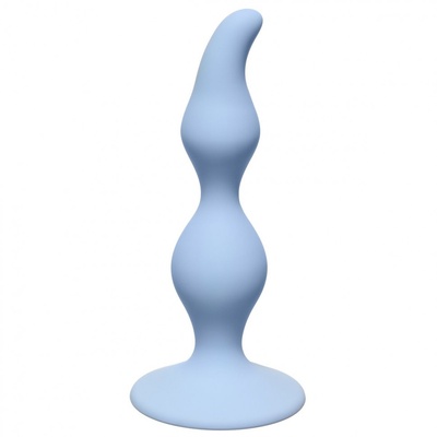 Голубая анальная пробка Curved Anal Plug Blue - 12,5 см. Lola Games (голубой) 