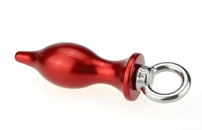 Красная металлическая анальная пробка с кольцом - 7 см. 4sexdream (красный) 
