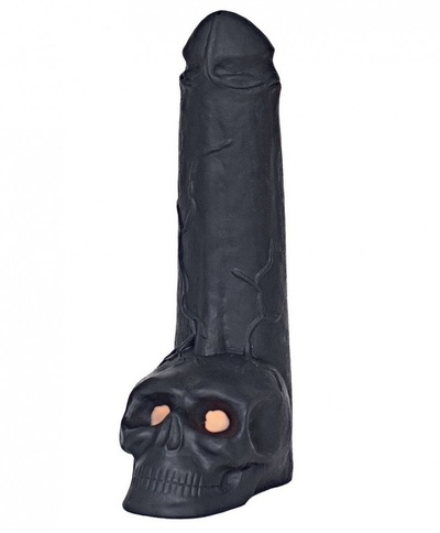 Фаллоимитатор "Призрачный всадник" с мошонкой в виде черепа - 28,5 см. Erasexa (черный) 