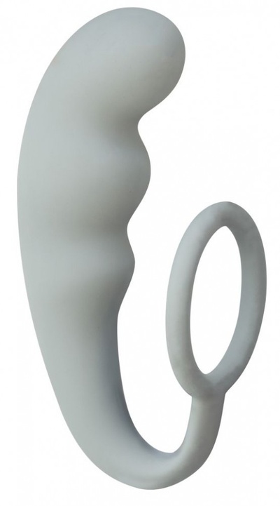 Серое эрекционное кольцо с анальным стимулятором Mountain Range Anal Plug Lola Games (серый) 