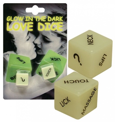 Кубики для любовных игр Glow-in-the-dark с надписями на английском Orion (зеленый) 